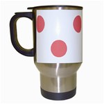 Polka Dots - Coral Pink on White Travel Mug (White)