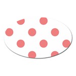 Polka Dots - Coral Pink on White Magnet (Oval)