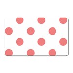 Polka Dots - Coral Pink on White Magnet (Rectangular)