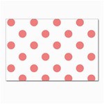 Polka Dots - Coral Pink on White Postcards 5  x 7  (Pkg of 10)