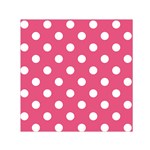 Polka Dots - White on Dark Pink Small Satin Scarf  (Square)