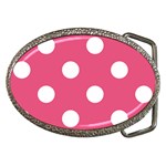 Polka Dots - White on Dark Pink Belt Buckle