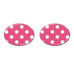 Polka Dots - White on Dark Pink Cufflinks (Oval)