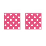 Polka Dots - White on Dark Pink Cufflinks (Square)