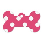 Polka Dots - White on Dark Pink Dog Tag Bone (One Side)