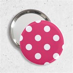 Polka Dots - White on Dark Pink 2.25  Handbag Mirror