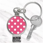 Polka Dots - White on Dark Pink Nail Clippers Key Chain