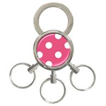 Polka Dots - White on Dark Pink 3-Ring Key Chain