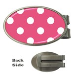 Polka Dots - White on Dark Pink Money Clip (Oval)