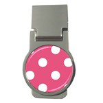 Polka Dots - White on Dark Pink Money Clip (Round)