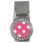 Polka Dots - White on Dark Pink Money Clip (CZ)