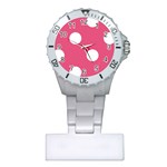 Polka Dots - White on Dark Pink Nurses Watch