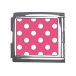 Polka Dots - White on Dark Pink Mega Link Italian Charm (18mm)