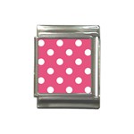 Polka Dots - White on Dark Pink Italian Charm (13mm)