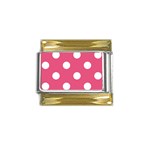 Polka Dots - White on Dark Pink Gold Trim Italian Charm (9mm)