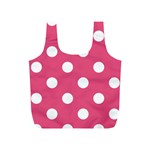 Polka Dots - White on Dark Pink Full Print Recycle Bag (S)