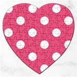 Polka Dots - White on Dark Pink Jigsaw Puzzle (Heart)