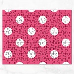 Polka Dots - White on Dark Pink Jigsaw Puzzle (Rectangular)
