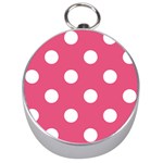Polka Dots - White on Dark Pink Silver Compass