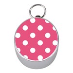 Polka Dots - White on Dark Pink Silver Compass (Mini)