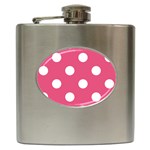 Polka Dots - White on Dark Pink Hip Flask (6 oz)