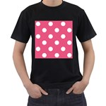 Polka Dots - White on Dark Pink Men s T-Shirt (Black)