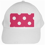 Polka Dots - White on Dark Pink White Cap