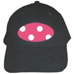 Polka Dots - White on Dark Pink Black Cap