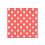 Polka Dots - White on Pastel Red Satin Bandana Scarf