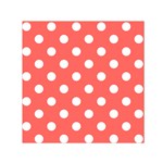 Polka Dots - White on Pastel Red Small Satin Scarf  (Square)