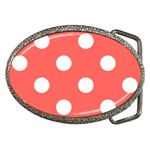 Polka Dots - White on Pastel Red Belt Buckle