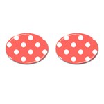 Polka Dots - White on Pastel Red Cufflinks (Oval)