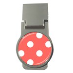 Polka Dots - White on Pastel Red Money Clip (Round)