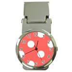 Polka Dots - White on Pastel Red Money Clip Watch