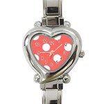 Polka Dots - White on Pastel Red Heart Italian Charm Watch