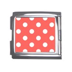 Polka Dots - White on Pastel Red Mega Link Italian Charm (18mm)