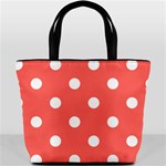 Polka Dots - White on Pastel Red Bucket Bag