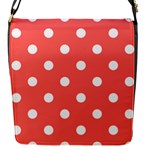 Polka Dots - White on Pastel Red Flap Closure Messenger Bag (S)