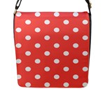 Polka Dots - White on Pastel Red Flap Closure Messenger Bag (L)
