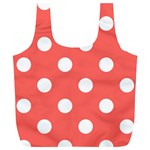 Polka Dots - White on Pastel Red Full Print Recycle Bag (XL)