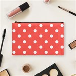 Polka Dots - White on Pastel Red Cosmetic Bag (M)