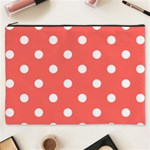 Polka Dots - White on Pastel Red Cosmetic Bag (XXXL)