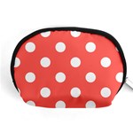 Polka Dots - White on Pastel Red Accessory Pouch (Medium)