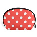 Polka Dots - White on Pastel Red Accessory Pouch (Large)