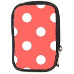 Polka Dots - White on Pastel Red Compact Camera Leather Case