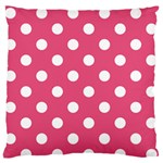 Polka Dots - White on Dark Pink Standard Flano Cushion Case (Two Sides)
