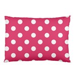Polka Dots - White on Dark Pink Pillow Case (One Side)