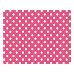 Polka Dots - White on Dark Pink Double Sided Flano Blanket (Large)