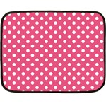 Polka Dots - White on Dark Pink Double Sided Fleece Blanket (Mini)
