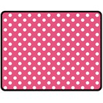 Polka Dots - White on Dark Pink Fleece Blanket (Medium) (One Side)